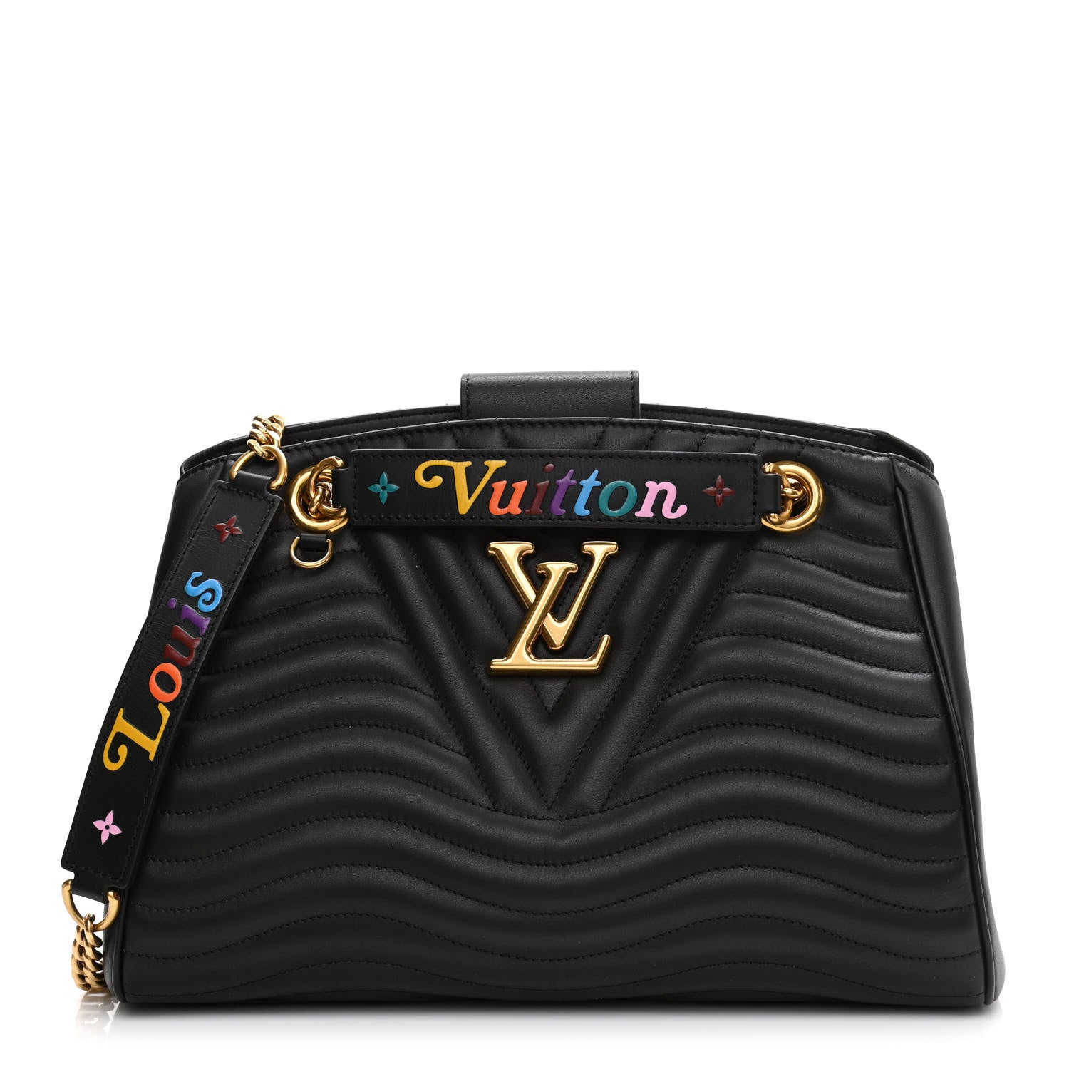 Louis Vuitton Calfskin New Wave Chain Tote Black 1 of 17