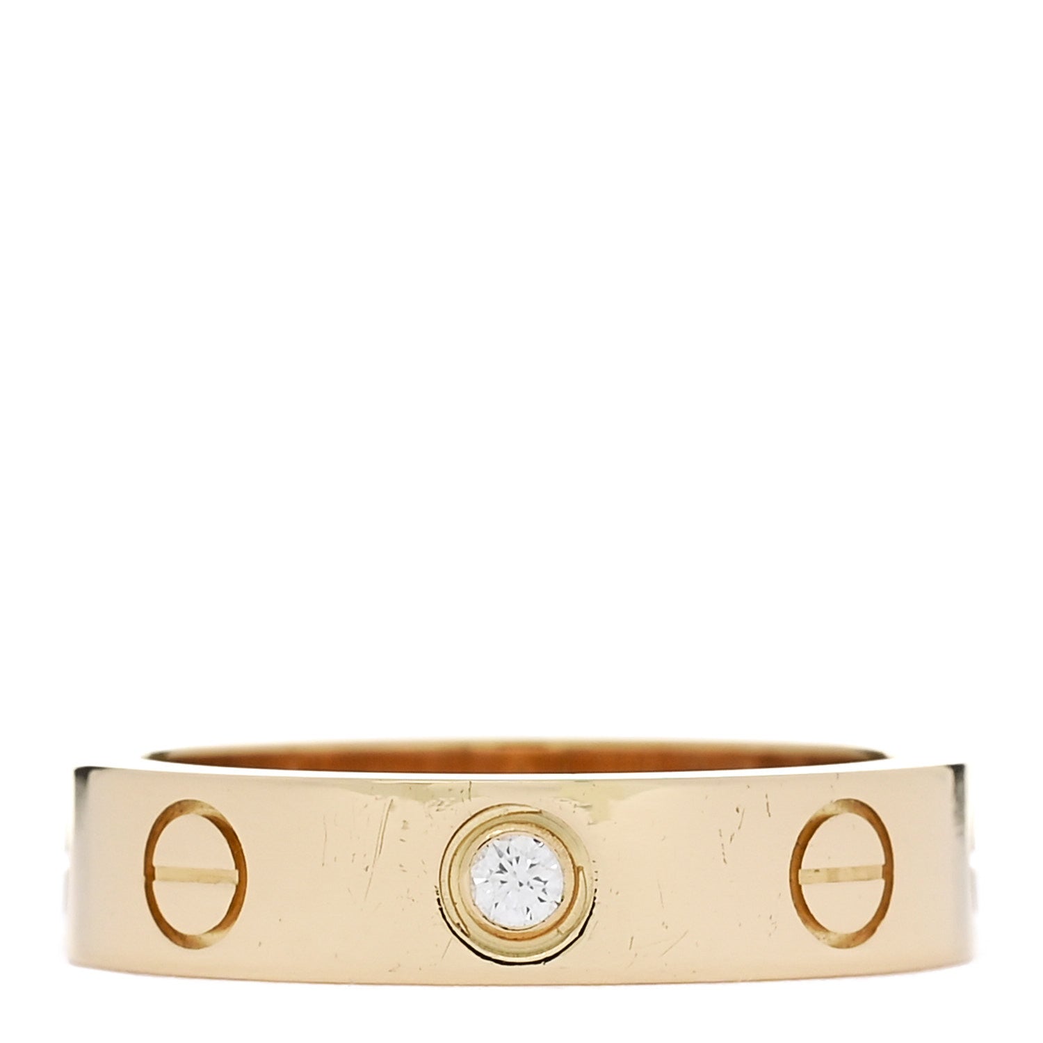 Cartier 18K Yellow Gold Diamond 4mm LOVE Wedding Band Ring 47 4 1 of 5