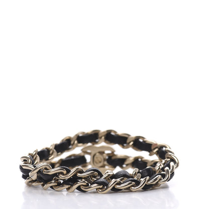 Chanel Lambskin CC Turnlock Double Chain Bracelet Black Gold 3 of 5