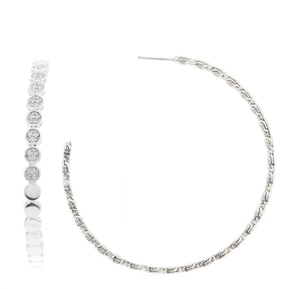 John Hardy Sterling Silver Diamond 71mm Dot Hoop Earrings 1 of 3