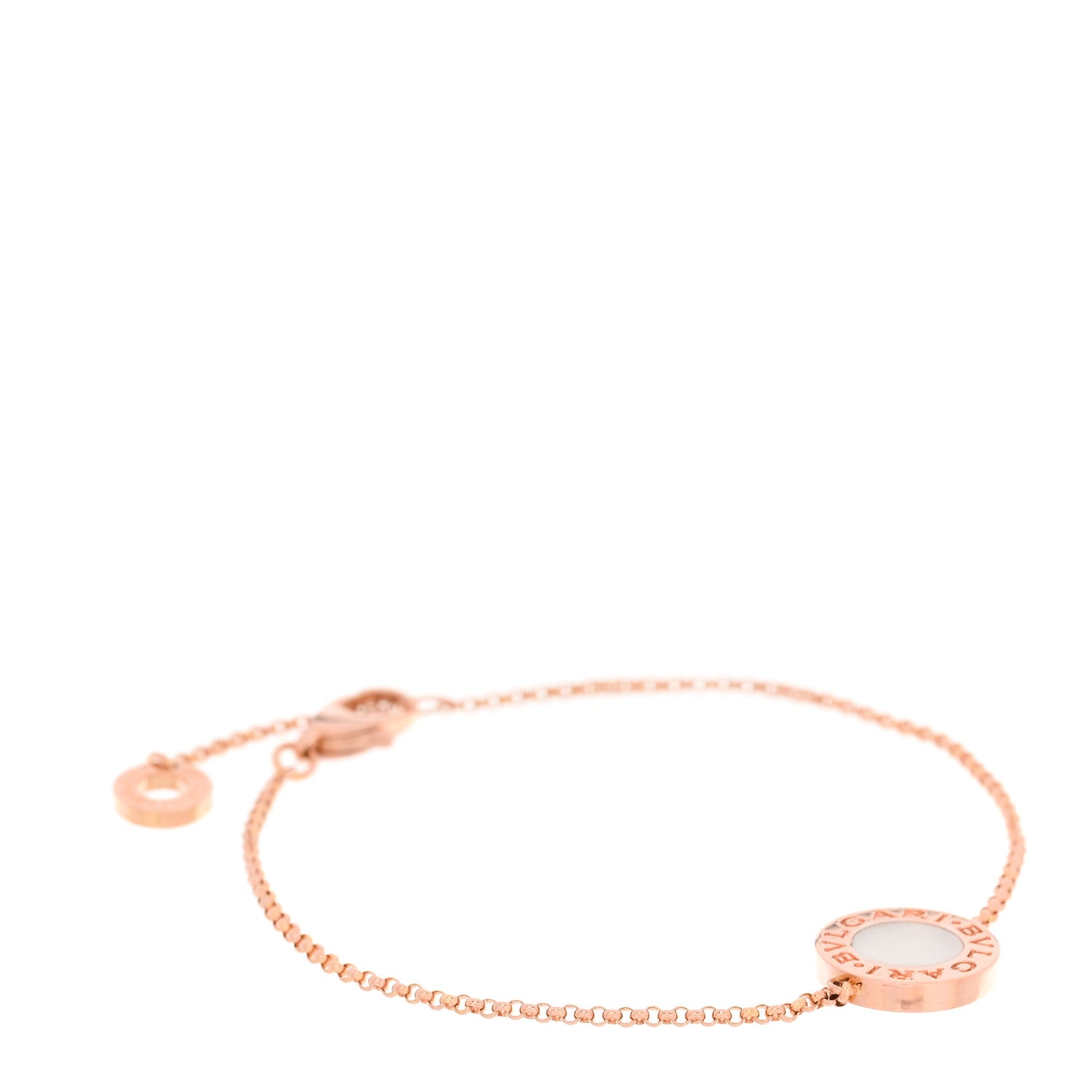 18K Rose Gold Mother of Pearl BVLGARI BVLGARI Chain Bracelet SM