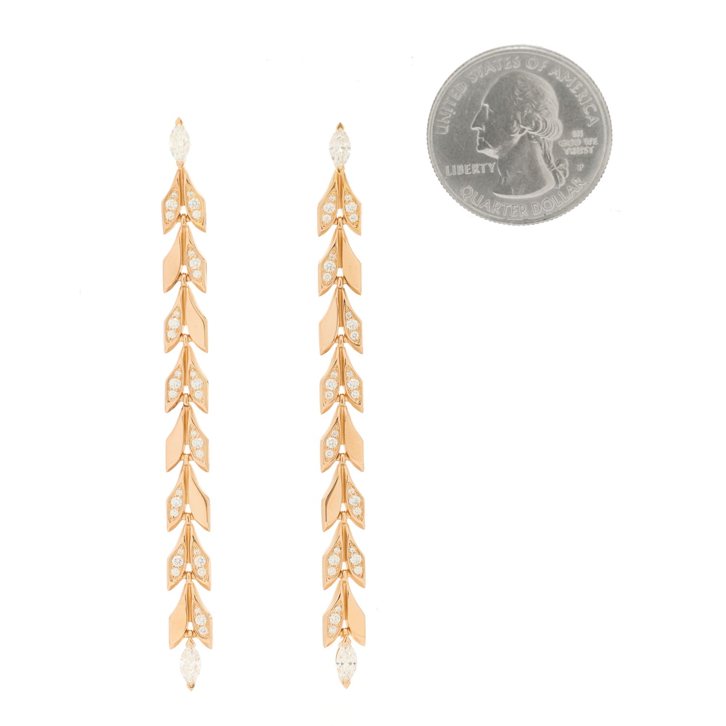 18K Rose Gold Diamond Victoria Vine Drop Earrings
