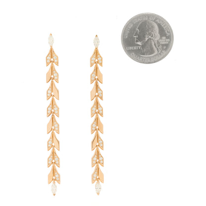 Tiffany 18K Rose Gold Diamond Victoria Vine Drop Earrings 2 of 5