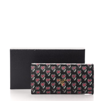 Prada Vitello Move Love Continental Flap Travel Wallet Black 9 of 9