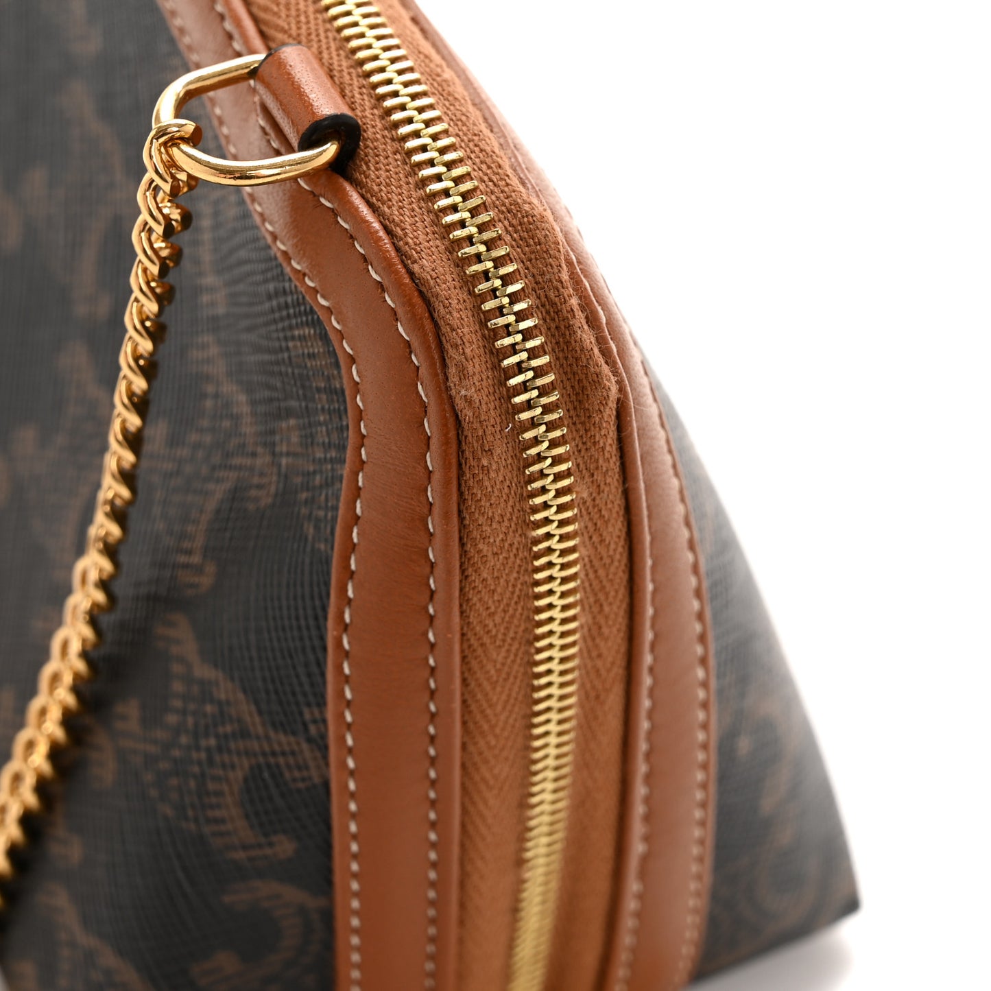 Triomphe Canvas Lambskin Clutch On Chain Tan