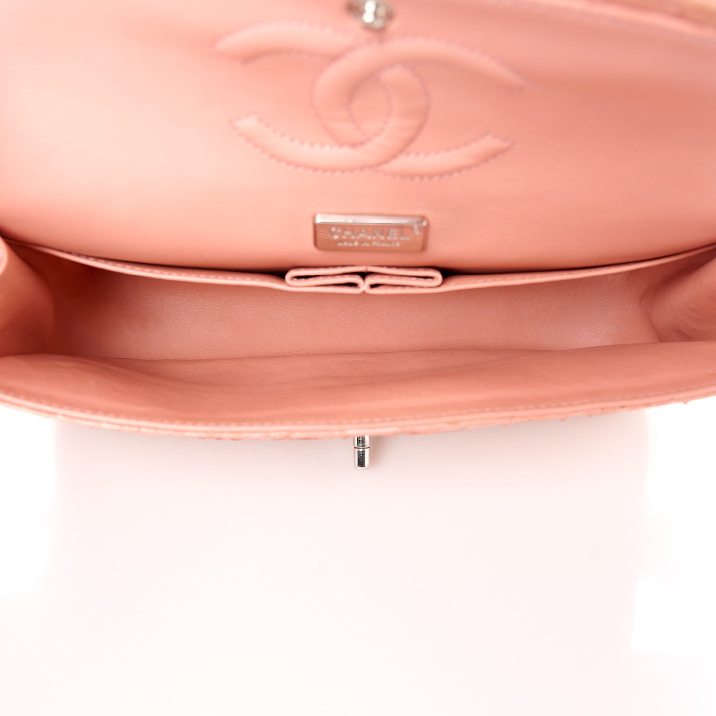 Snakeskin Medium Double Flap Pink