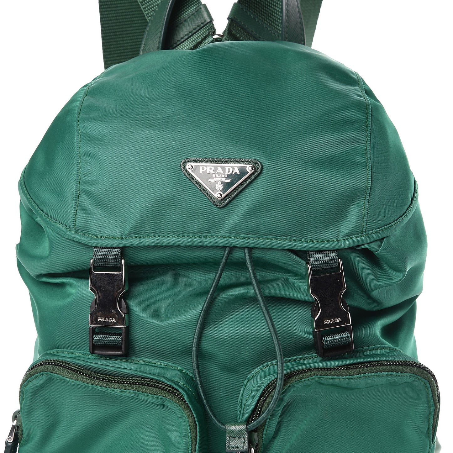 Nylon Vela Saffiano Double Buckle Backpack Oleandro