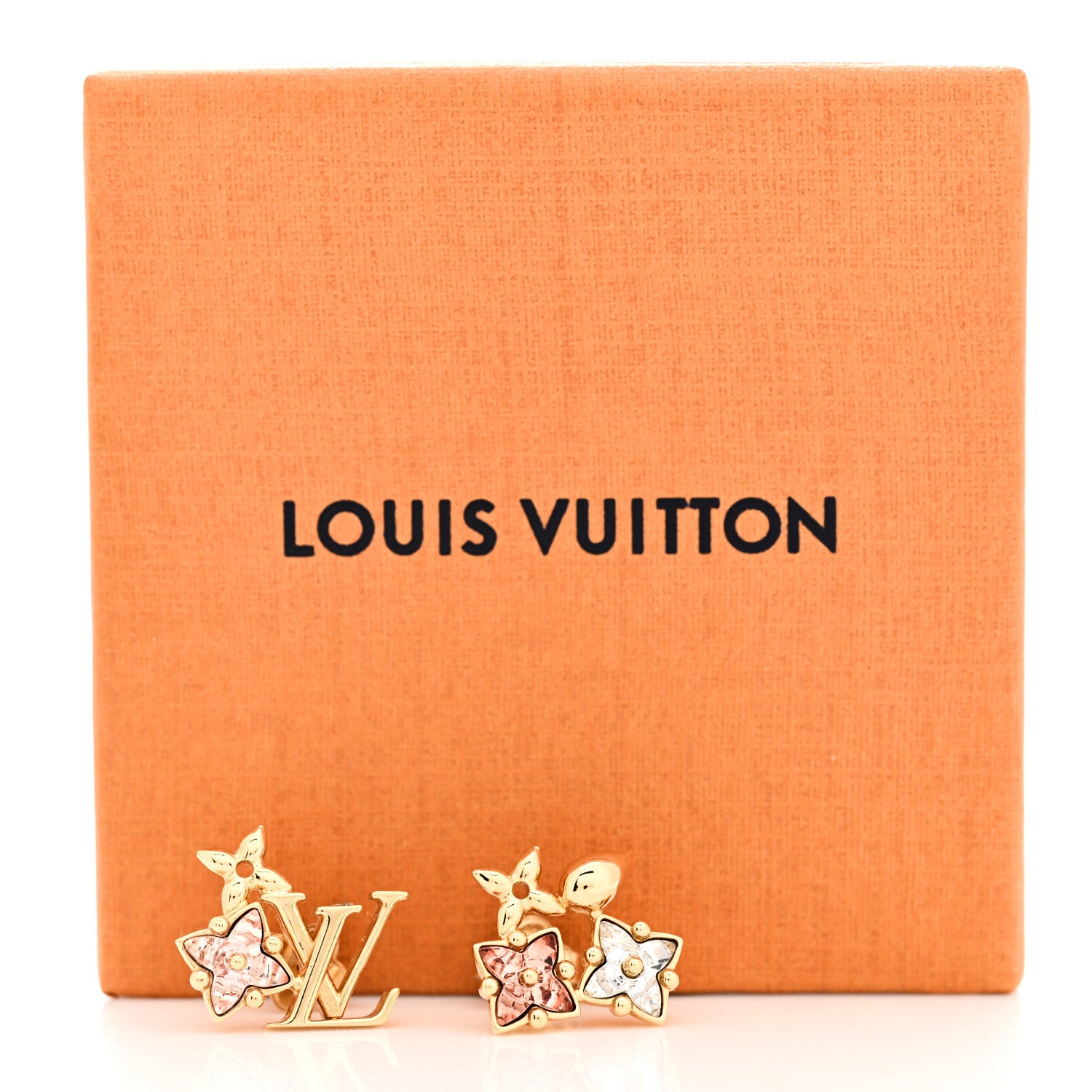 Louis Vuitton Metal Crystal Loulougram Monogram Flowers Earrings Gold 5 of 5
