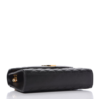 Saint Laurent Grain De Poudre Textured Mixed Matelasse Triquilt Medium Monogram Satchel Black 4 of 9