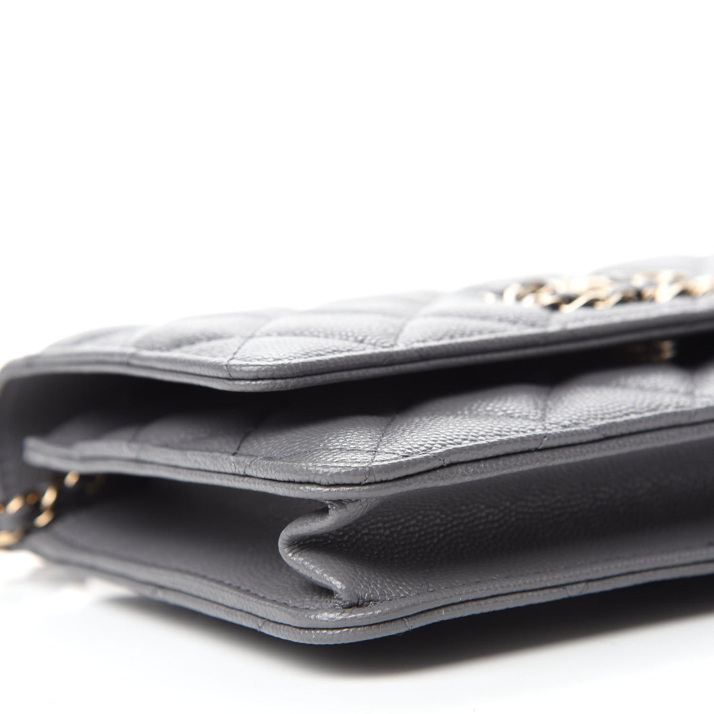 Caviar Quilted French New Wave Chain CC Wallet On Chain WOC Grey