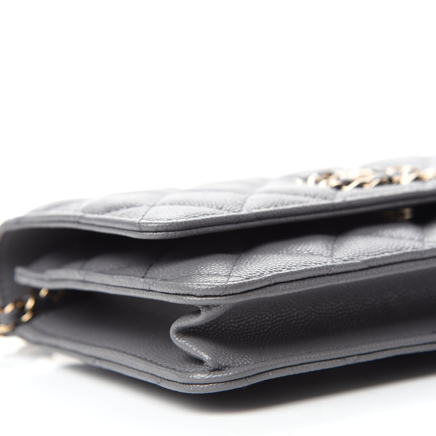 Chanel Caviar Quilted French New Wave Chain CC Wallet On Chain WOC Grey 6 of 13