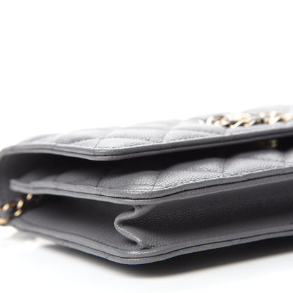 Chanel Caviar Quilted French New Wave Chain CC Wallet On Chain WOC Grey 6 of 13