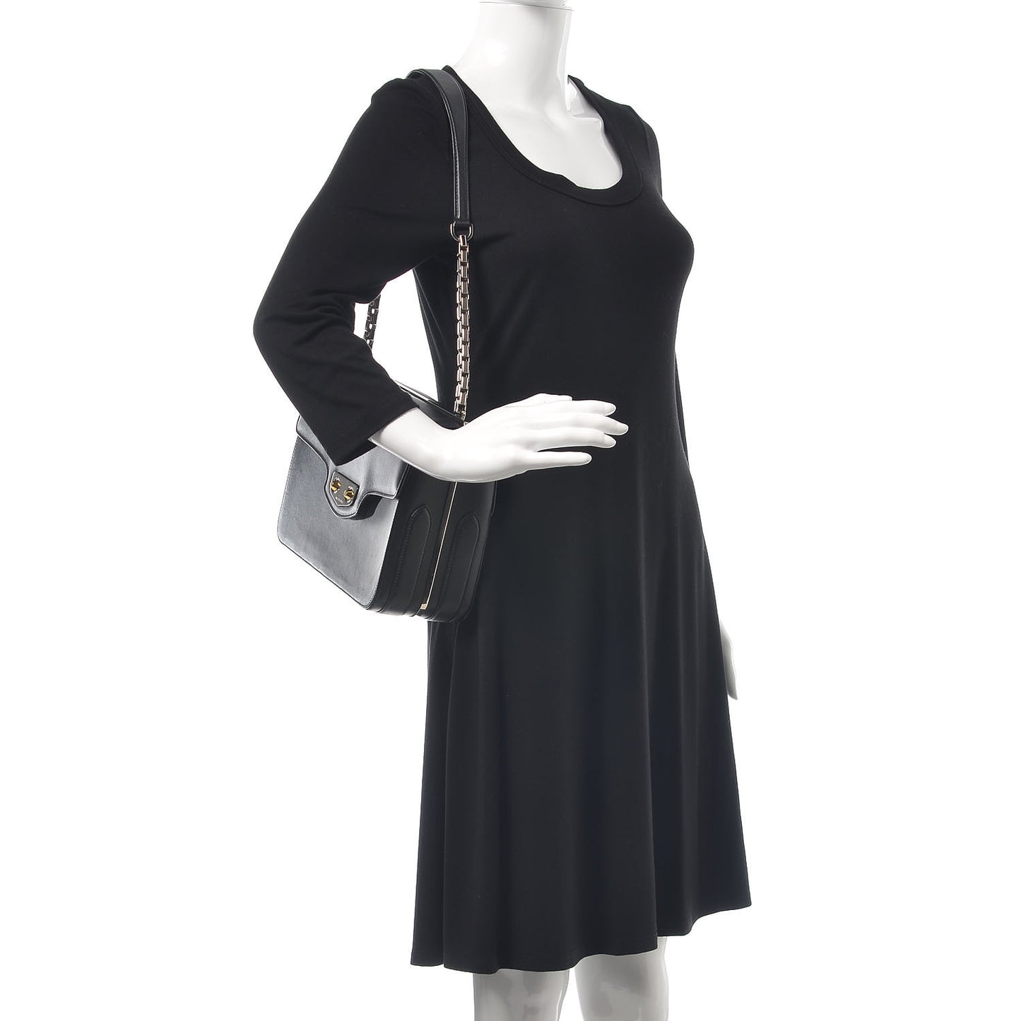 Smooth Calfskin Small Neo Classic Hardware Chain Bag Black