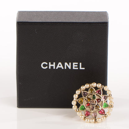 Chanel Gripox Pearl CC Ring Gold 6.5 Multicolor 4 of 6