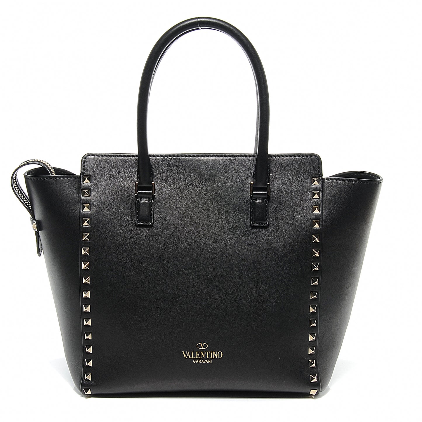 Vitello Rockstud Double Handle Tote Black