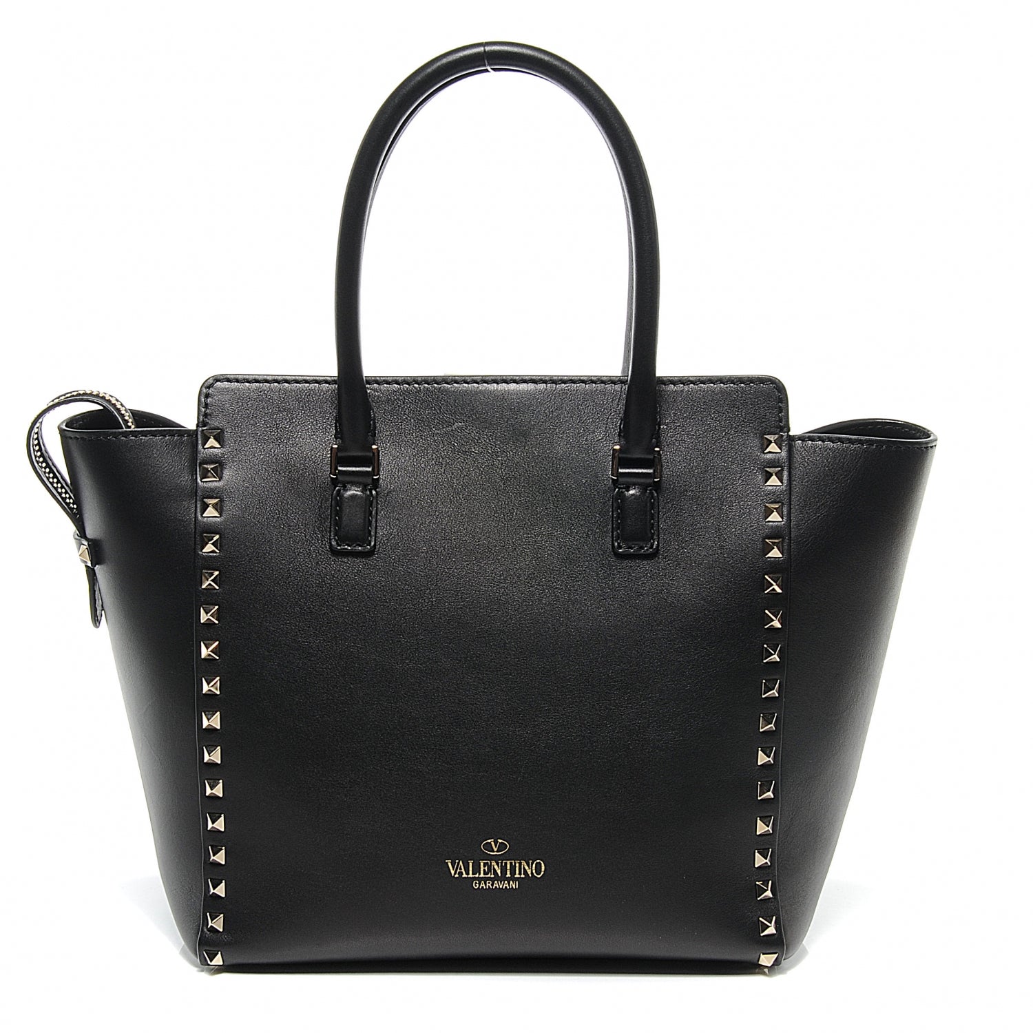 Valentino Garavani Vitello Rockstud Double Handle Tote Black 1 of 8