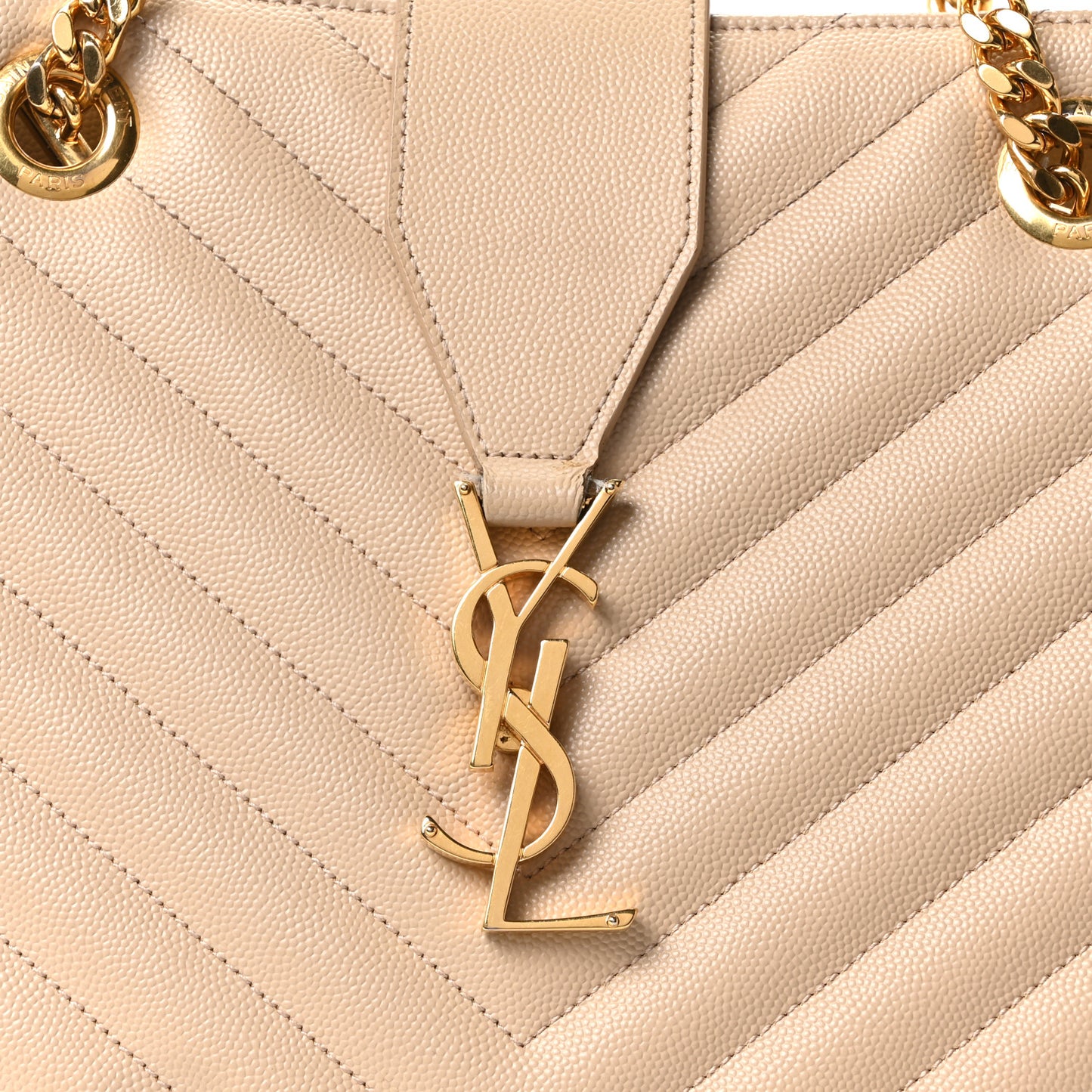 Grain De Poudre Matelasse Chevron Monogram Shopping Bag Nude Powder