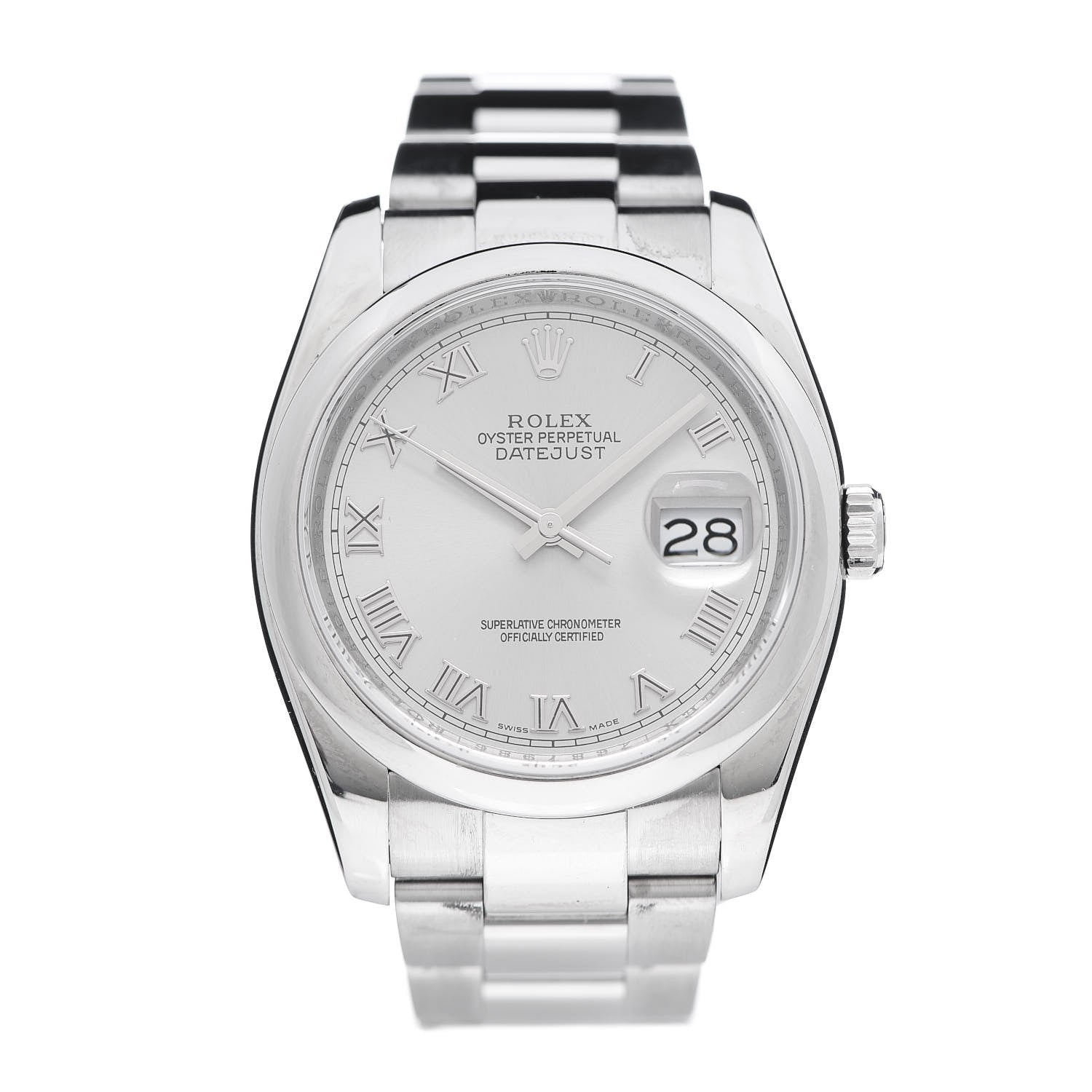 Rolex Stainless Steel 36mm Oyster Perpetual Datejust Watch Silver Roman 116200 1 of 5