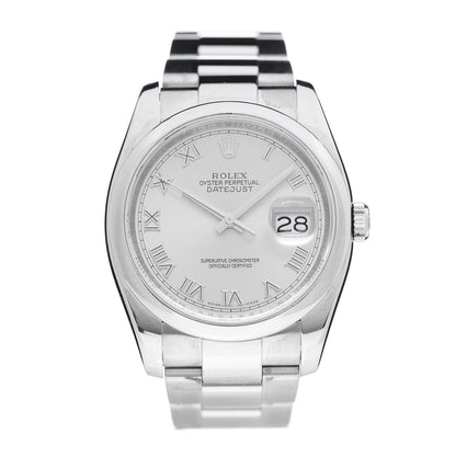 Rolex Stainless Steel 36mm Oyster Perpetual Datejust Watch Silver Roman 116200 1 of 5