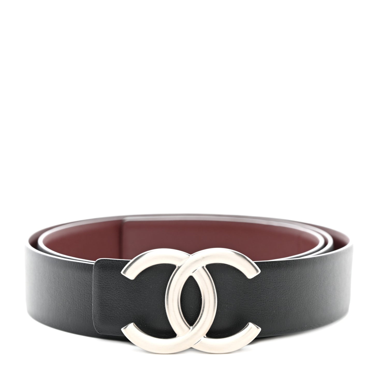 Calfskin CC Reversible Belt 95 Black Burgundy