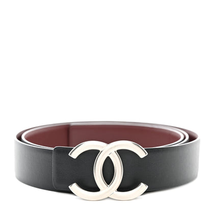 Chanel Calfskin CC Reversible Belt 95 Black Burgundy 1 of 4