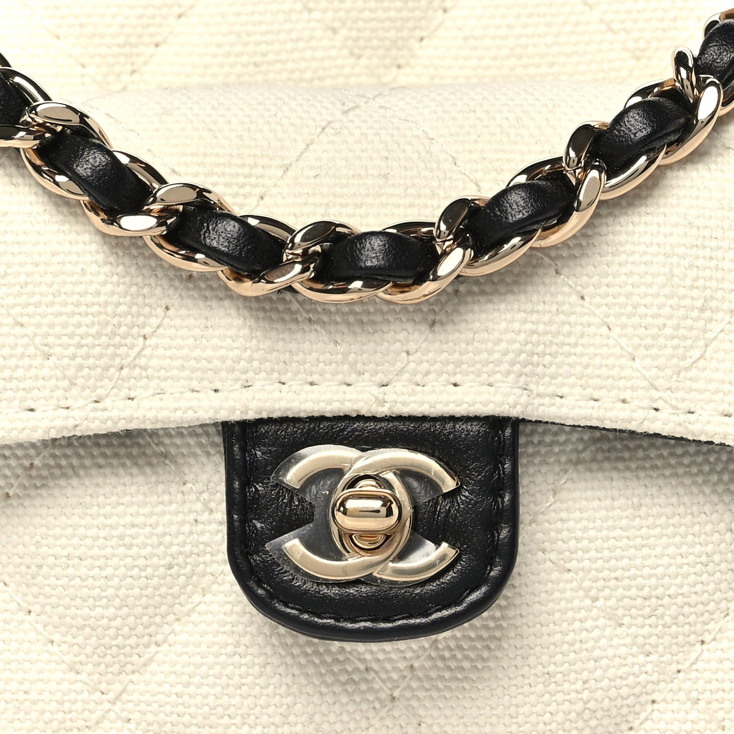 Canvas Calfskin Tennis Racket Clutch With Chain White Black