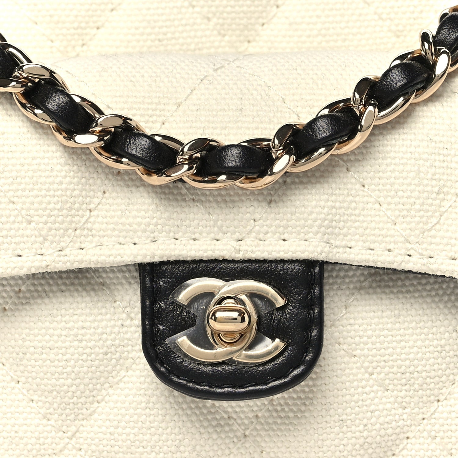 Chanel Canvas Calfskin Tennis Racket Clutch With Chain White Black 7 of 11