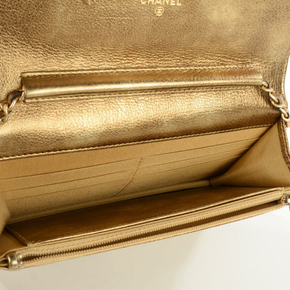 Chanel Distressed Calfskin Quilted Boy Wallet On Chain WOC Gold 6 of 9