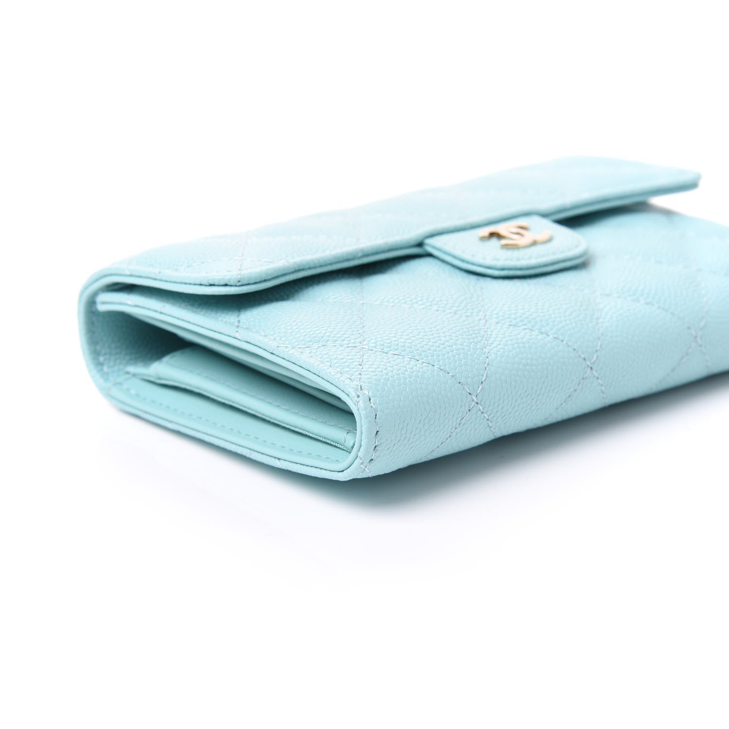 Chanel Caviar Quilted Medium Flap Wallet Light Blue 5 of 10