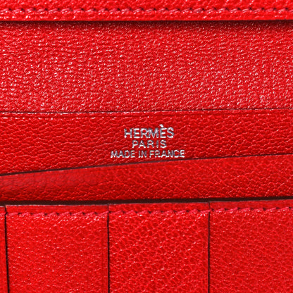 Hermes Chevre Mysore Bearn Gusset Wallet Rouge Garance 6 of 7