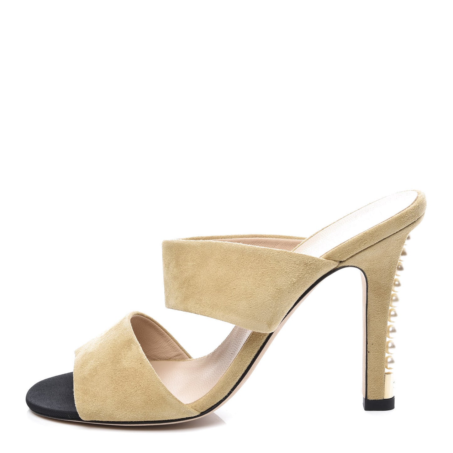 Suede Kid Pearl Mules 39 Beige