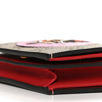 Gucci GG Supreme Monogram Bosco Patch Card Case Wallet Beige Malva Hibiscus Red 16 of 20