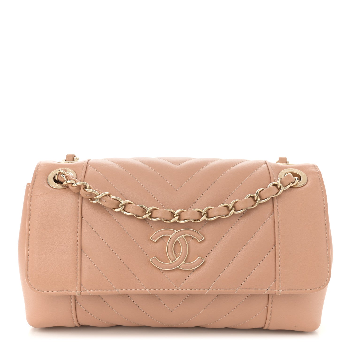 Chanel Calfskin Quilted Small Daily Chevron Flap Beige 1 of 14