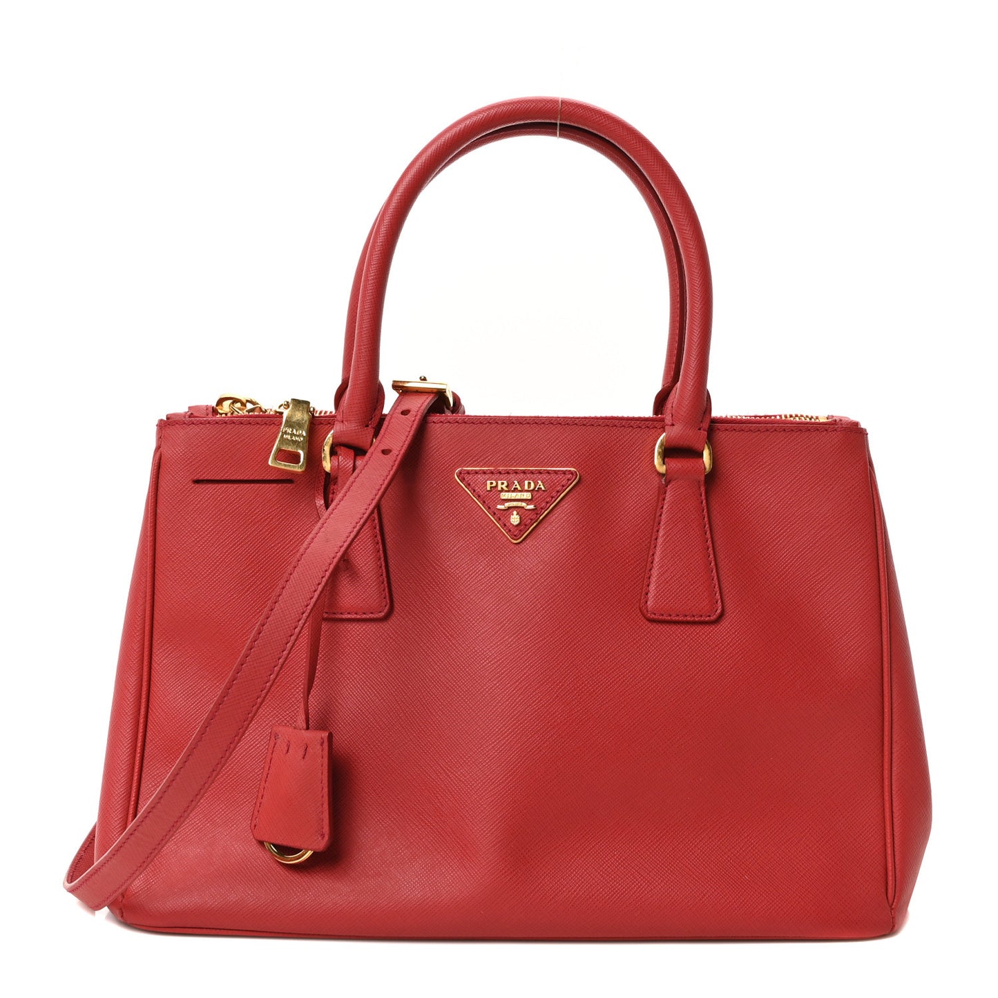 Saffiano Small Galleria Double Zip Tote Fuoco
