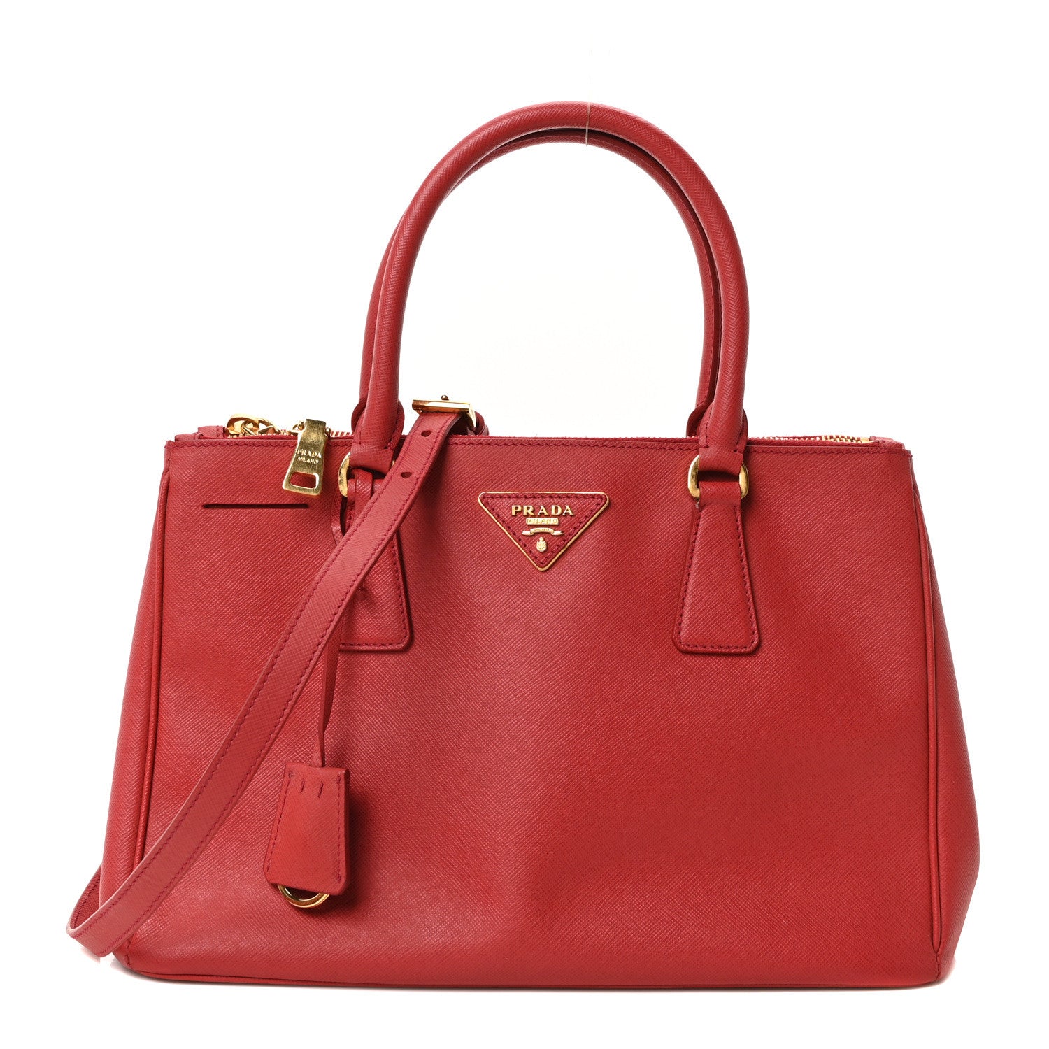 Prada Saffiano Small Galleria Double Zip Tote Fuoco 1 of 10