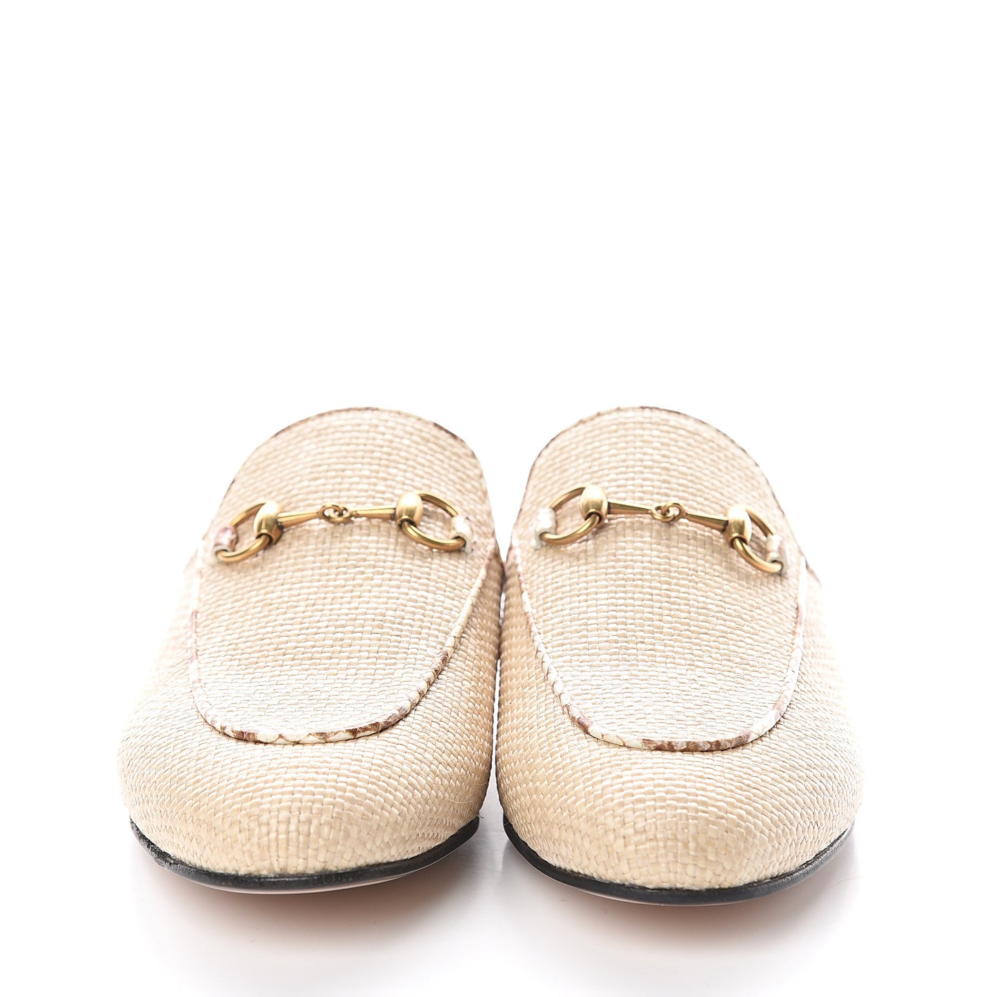 Straw Elaphe Womens Princetown Slippers 37 Natural Cream Brown