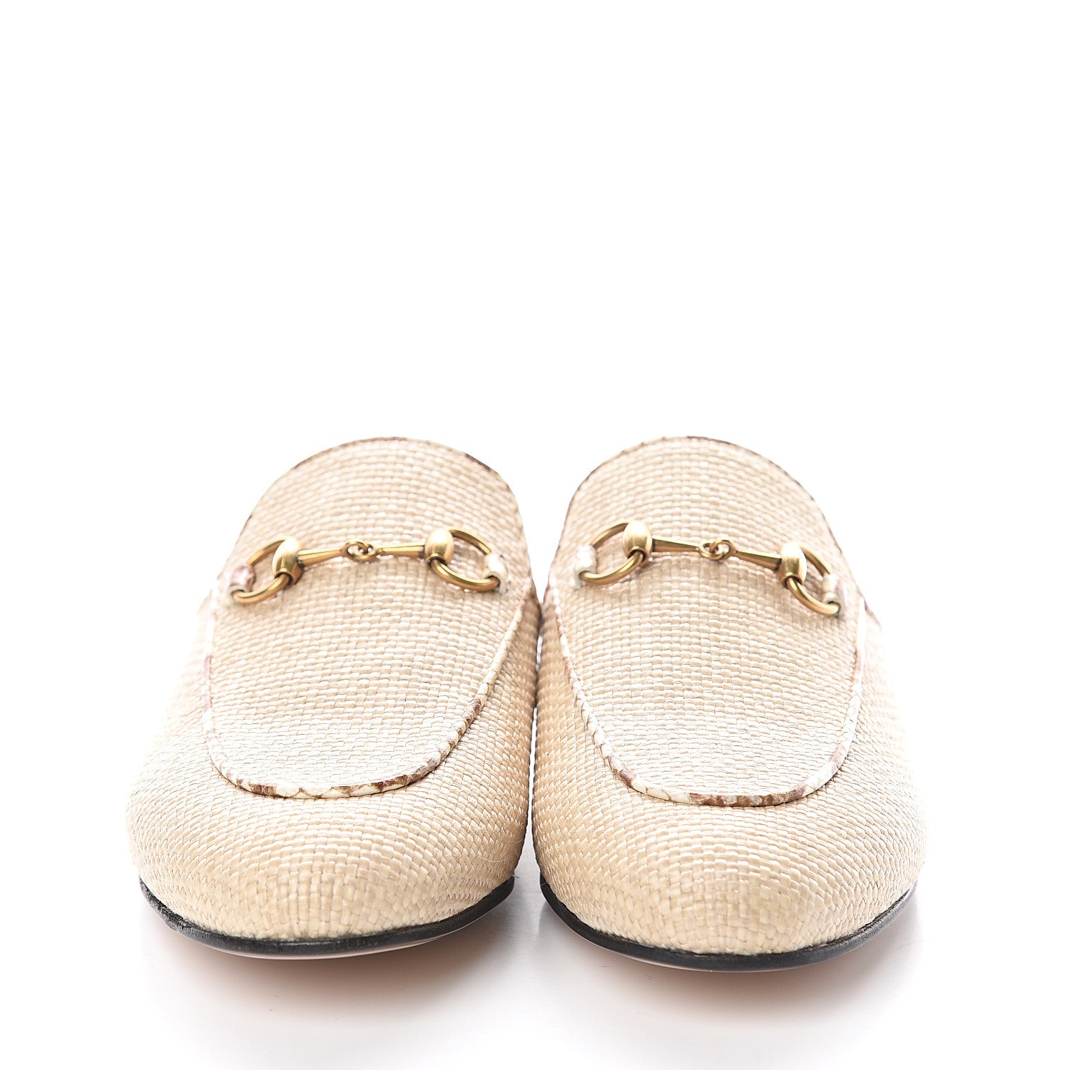 Gucci Straw Elaphe Womens Princetown Slippers 37 Natural Cream Brown 2 of 7