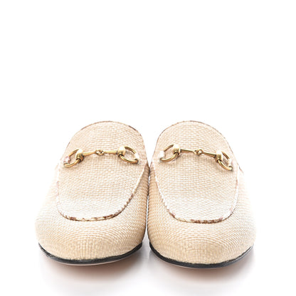 Gucci Straw Elaphe Womens Princetown Slippers 37 Natural Cream Brown 2 of 7