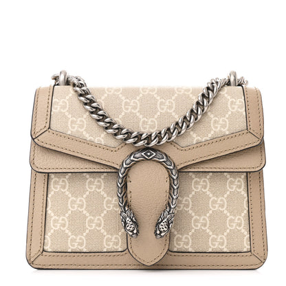 Gucci GG Supreme Monogram Textured Dollar Calfskin Mini Dionysus Shoulder Bag Beige Mystic White Oatmeal 1 of 10