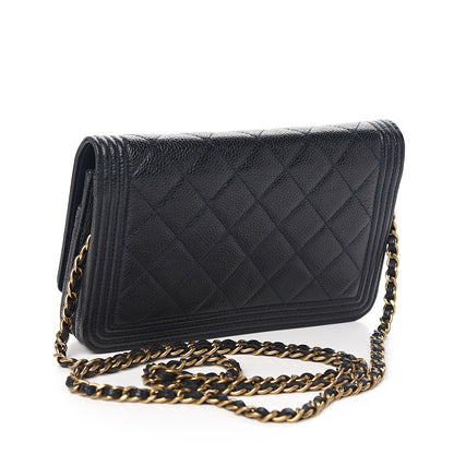 Chanel Caviar Quilted Boy Wallet On Chain WOC Navy 2 of 11