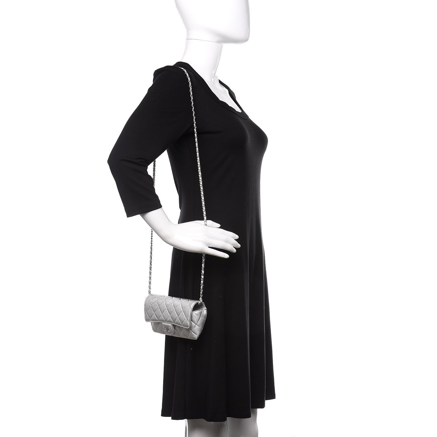 Chanel Metallic Lambskin Quilted Glasses Case With Chain Silver 2 of 12