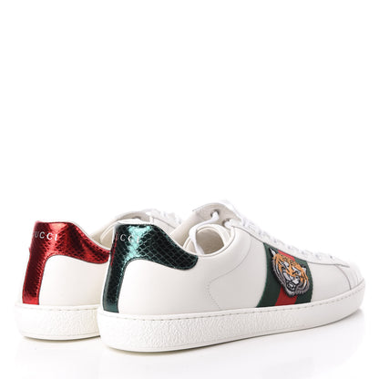 Gucci Calfskin Ayers Web Tiger Embroidered Mens Ace Sneakers 9.5 White Green Red 4 of 12