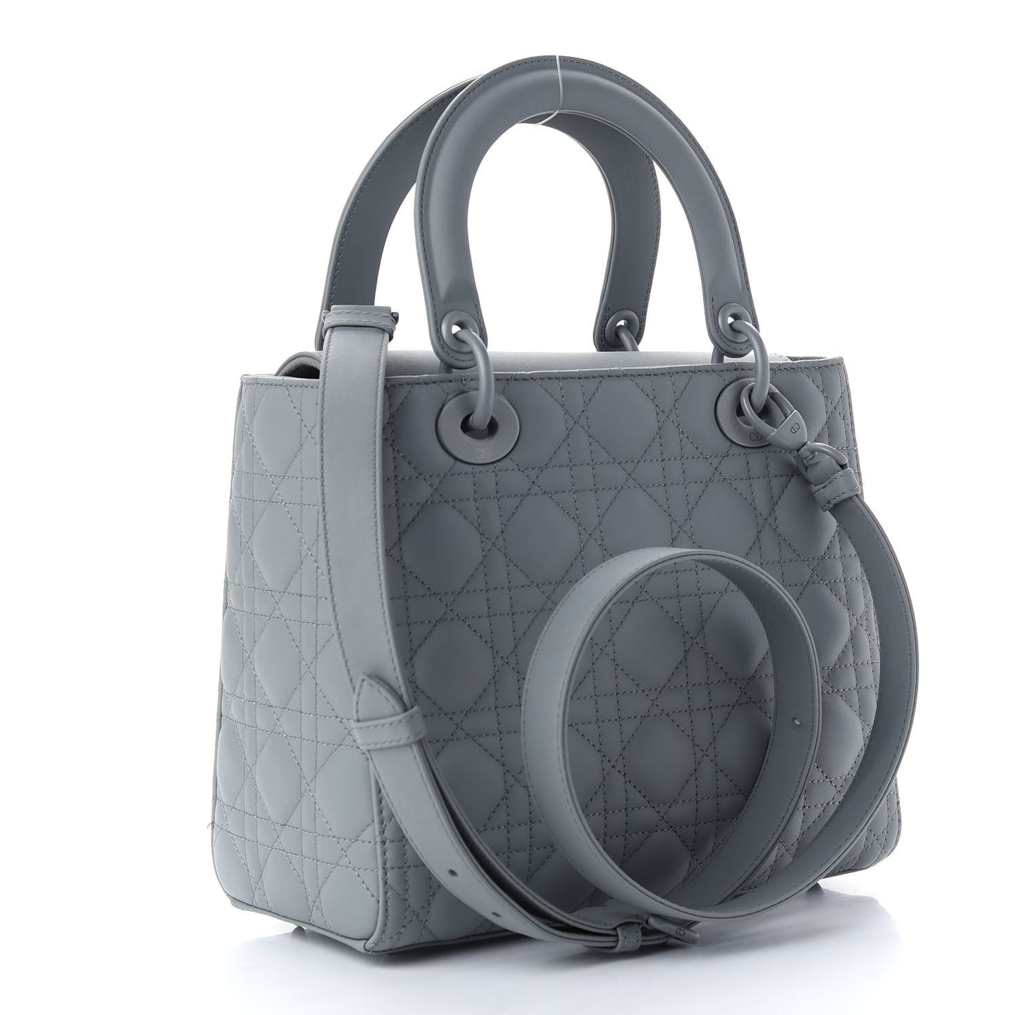 Ultra Matte Calfskin Cannage Medium Lady Dior Grey Stone