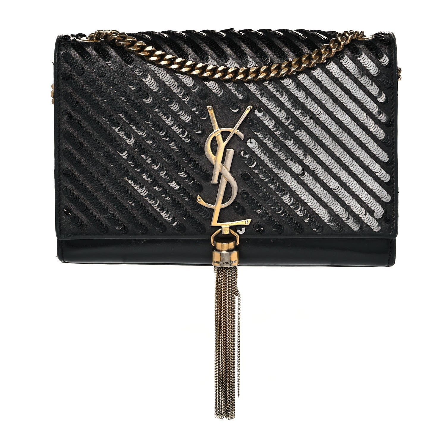 Saint Laurent Calfskin Sequin Small Classic Monogram Kate Satchel Black 1 of 10