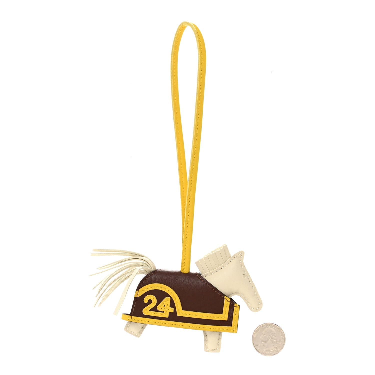 Hermes Milo Lambskin Grigri Rodeo Robeo 24 Bag Charm PM Craie Terre Jaune De Naples 2 of 4