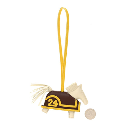 Hermes Milo Lambskin Grigri Rodeo Robeo 24 Bag Charm PM Craie Terre Jaune De Naples 2 of 4