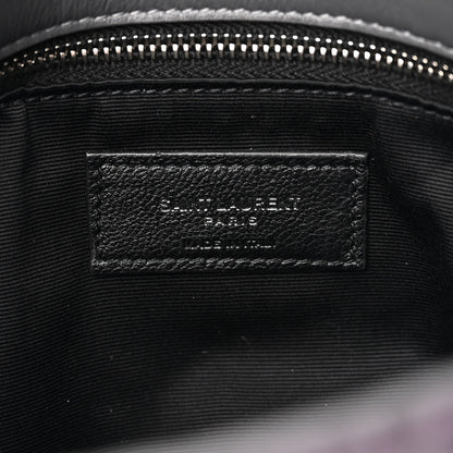 Saint Laurent Crushed Velvet Quilted Small Loulou Puffer Monogram Chain Satchel Cloud Grey 6 of 11