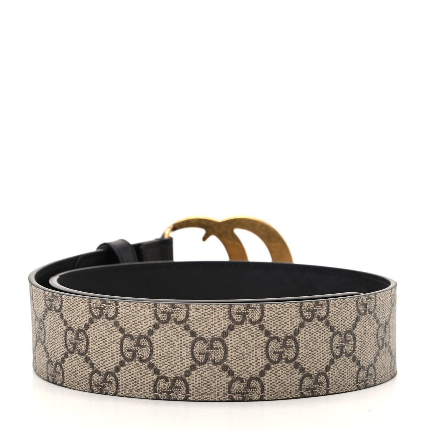 GG Supreme Monogram Matte Plutone Calfskin Double G 40mm Belt 90 36 Beige Ebony Black