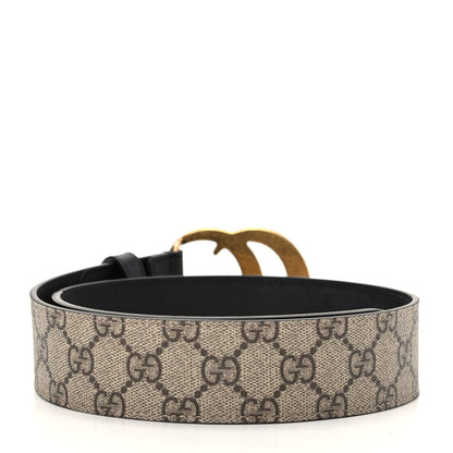 Gucci GG Supreme Monogram Matte Plutone Calfskin Double G 40mm Belt 90 36 Beige Ebony Black 2 of 5
