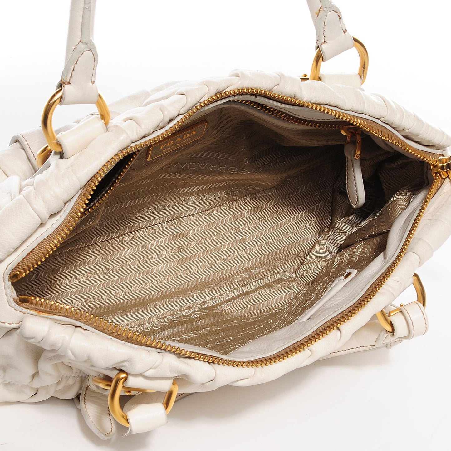 Nappa Gaufre Shopping Satchel White